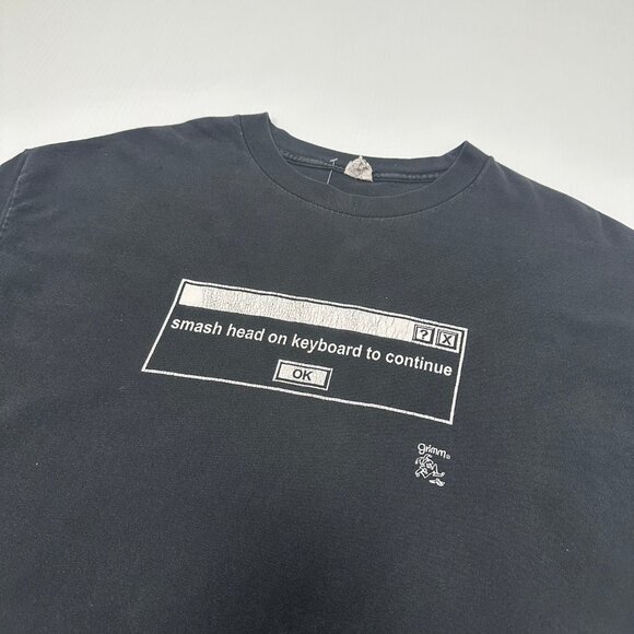 Smash Head On Keyboard To Continue Humor Tee XL - Picture 2 of 4